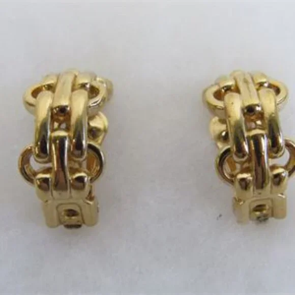 Christian Dior Gold Tone Half Hoop Earrings - Picture 6 of 8